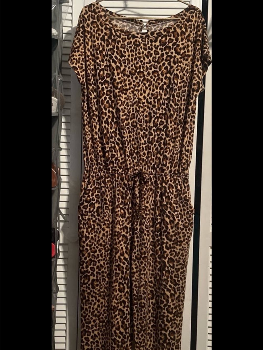 Leopard Print Jumpsuit Romper - Brown&Black Animal Print Size L